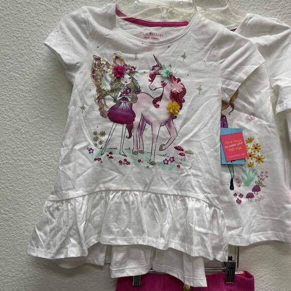 Isaac Mizrahi Girls Small 5 6 Set 4 Pc 2 Tops 2 Skirts NEW Sequin Unicorn Fairy - Picture 8 of 10
